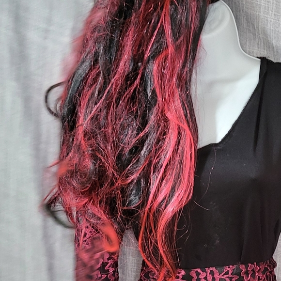 🎃Gothic Victorian Black Dress with ruby lace Ladies Halloween Sz m witch vampir - Picture 5 of 12